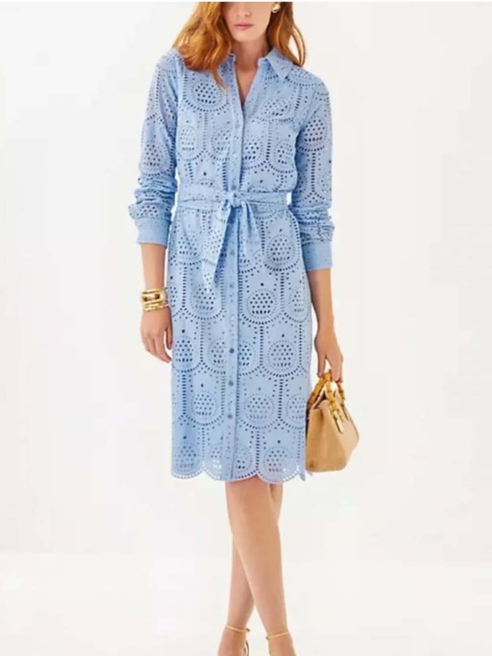 Lilly Pulitzer Like New Elegant Blue Eyelet Dress